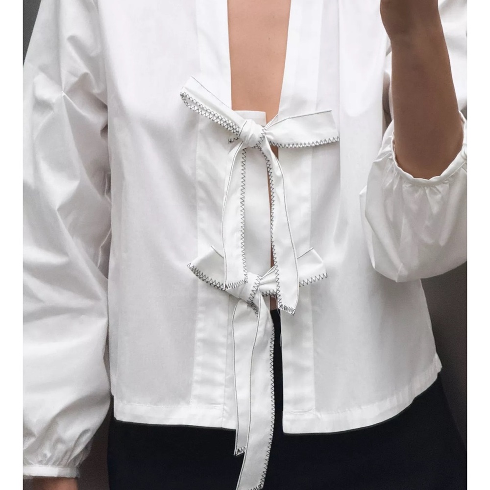 Zara White Poplin Blouse
